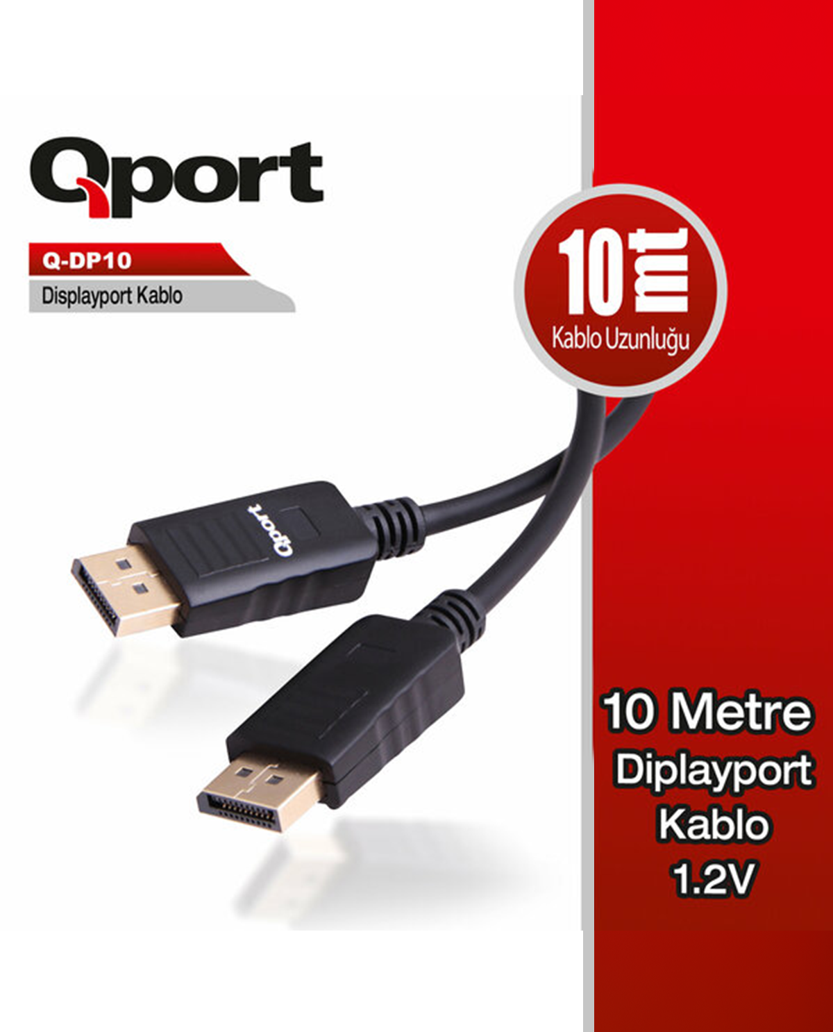 Qport Q-DP10 10 Mt DISPLAYPORT to DISPLAYPORT v1.2 Göründü Kablosu
