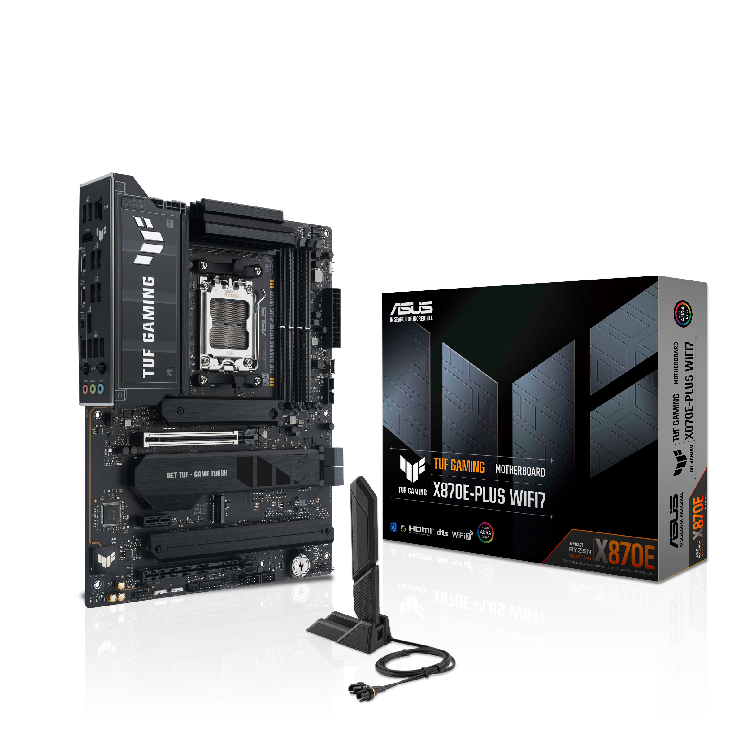 Asus TUF GAMING X870E-PLUS WIFI7 Ac-AM5 DDR5 8000Mhz 4xM2 Wifi7 2.5Gbit ATX AMD Anakart