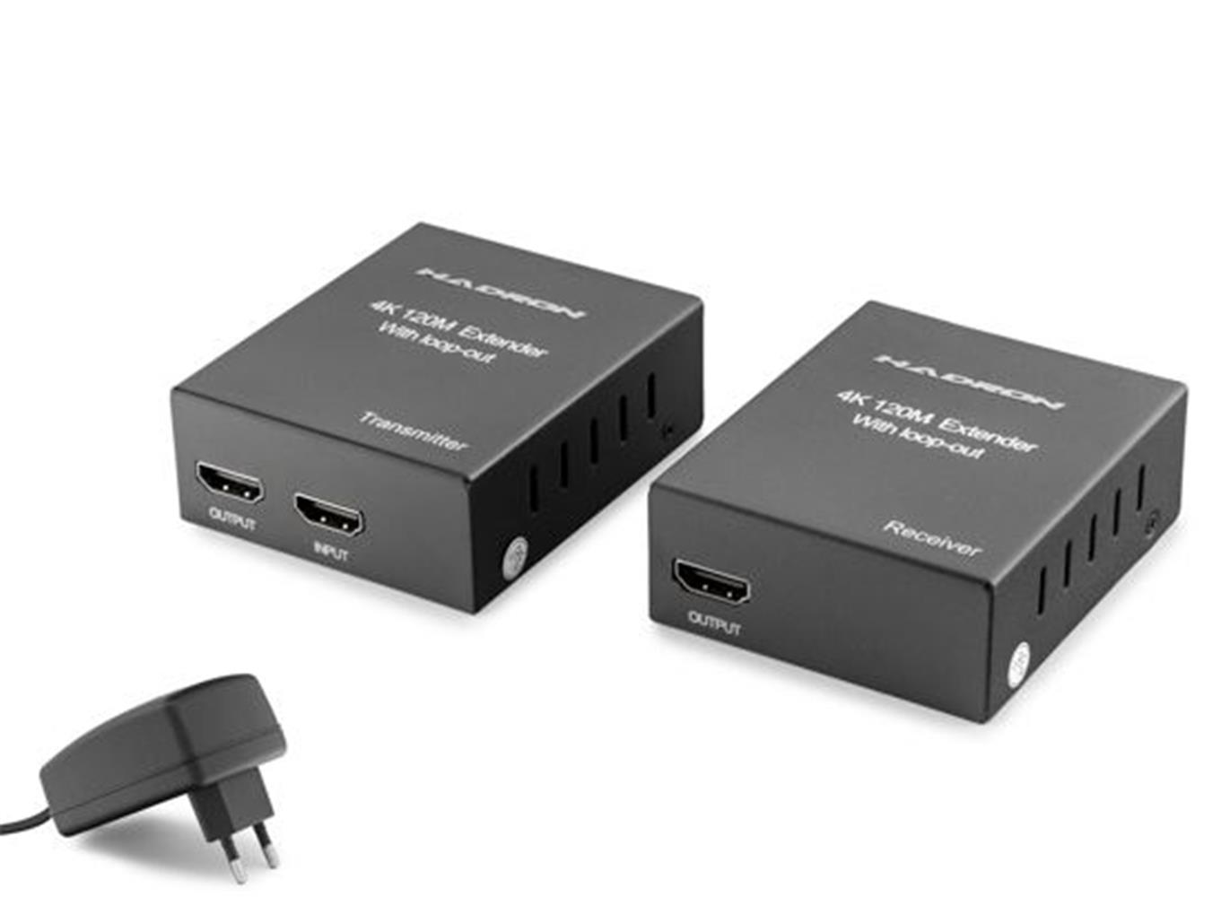 Hadron HDX1368 120 Mt HDMI to HDMI 4K Loop OUT Extender HDMI Mesafe Uzatıcı