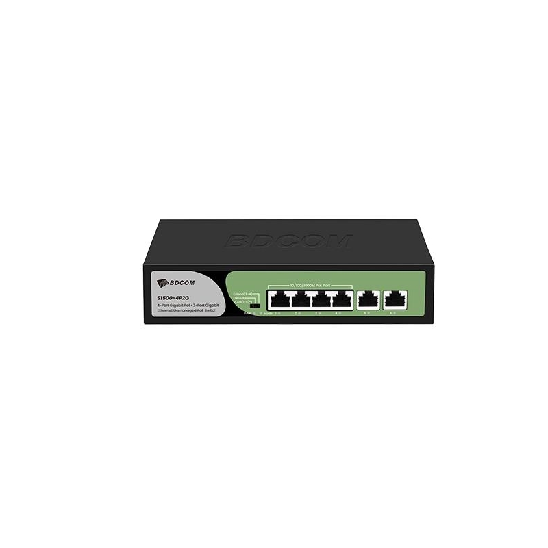 Bdcom S1500-4P2G 4 Port Gigabit Poe 2 Port Uplink 60W Masaüstü PoE Switch