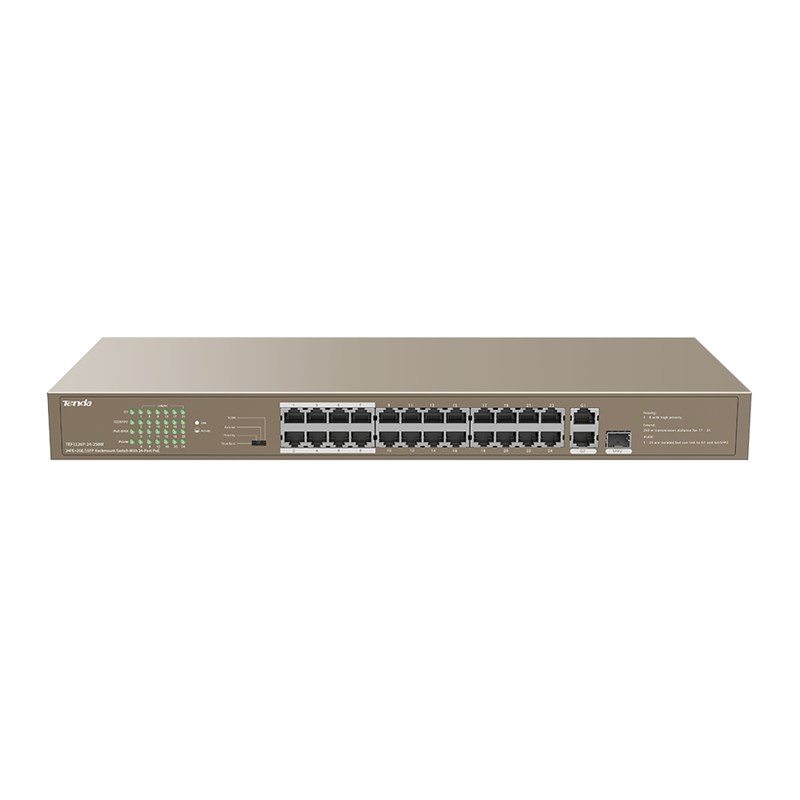 Tenda TEF1126P-24-250W 24 Port 2 Port Gigabit Ethernet 24 Port PoE 250W 1 Port SFP PoE Switch