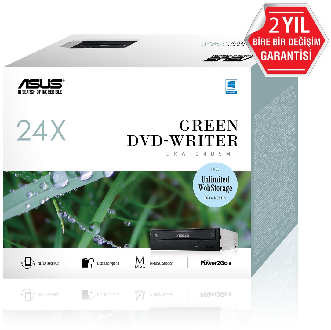 Asus DRW-24D5MT 24x M-Disc Destekli Kutulu Siyah DVD Yazıcı