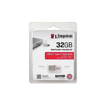 Kingston DTDUO3C/32GB 32 GB Datatraveler microDUO 3C USB 3.1 Type C Flash Bellek