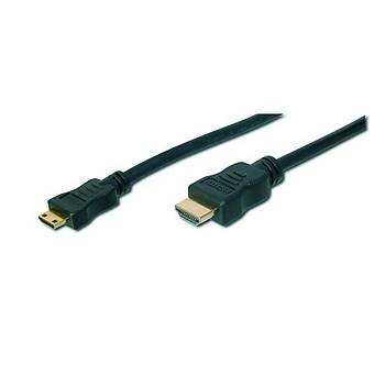 Digitus AK-330106-030-S 3 Mt mini HDMI to HDMI Erkek-Erkek v1.3 1080p 2x Zýrhlý Amplifikatörlü Kablo
