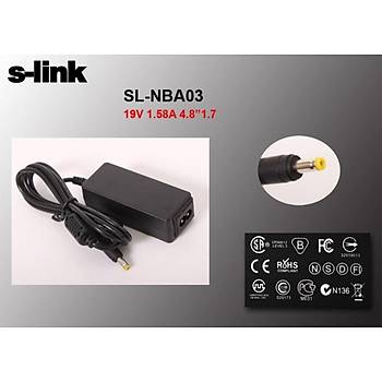S-Link SL-NBA03 19V 1.58A 30W 4.8x1.7mm Siyah Hp Netbook Standart Adaptör