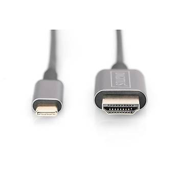 Digitus DA-70821 1.8 Mt USB Type to HDMI Erkek-Erkek 4K 30Hz Metal Dönüþtürücü Kablo