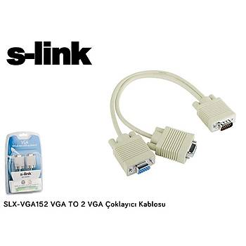 S-Link SLX-VGA152 VGA to 2 x VGA Erkek-Diþi 30cm Kablolu VGA Çoklayýcý