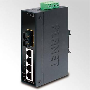 Planet PL-ISW-511TS15 4 Port 10/100/Base-Tx 1 Port 100Base-FX SFP Endüstriyel Ethernet Switch