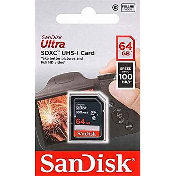 Sandisk SDSDUNR-064G-GN3IN 64 GB 100Mb/s HC-I Ultra C10 SD Hafýza Kartý