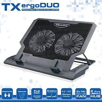 Tx TXACNBERGDUO 11-17 inch Ergoduo 2x14cm Fan 5X Yükseklik Ayarlý 2xUSB Notebook Stand