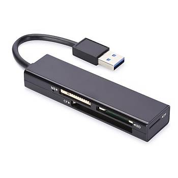 Ednet ED-85240 4 Port MS SD T-Flash CF Hafýza Kart Uyumlu USB 3.0 Siyah Kart Okuyucu