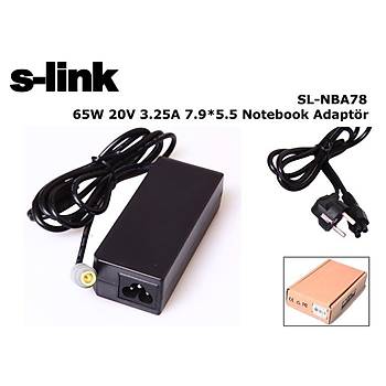 S-Link SL-NBA78 65W 20V 3.25A 7.9*5.5 IBM Lenovo Notebook Standart Adaptör