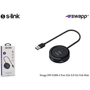 S-Link SW-U300 USB 3.0 to 4 Port USB 3.0 Siyah Yuvarlak USB Çoklayýcý Hub