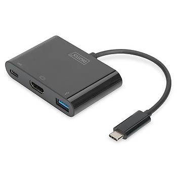 Digitus DA-70855 USB 3.1 Type C Gen.1 to HDMI USB 3.0 Type C PD USB Grafik Adaptör