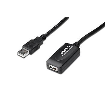 Digitus DA-73102 20 mt USB 2.0 to USB 2.0 Erkek-Diþi USB 2.0 Uzatma Kablosu