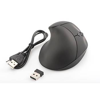 Digitus DA-20155 2.4Ghz 1600 Dpi 6 Düðmeli Ergonomik Kablosuz Siyah Bataryalý Mouse