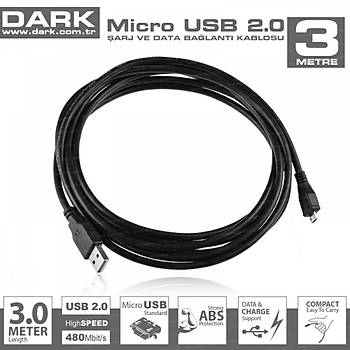 Dark DK-CB-USB2MICROL300 3 Mt USB 2.0 to micro USB Erkek-Erkek Data Kablosu