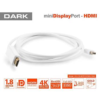 Dark DK-CB-MDPXHDMIL184K 1.8 Mt mini DISPLAY PORT to HDMI 2160P 4K Dönüþtürücü Kablo