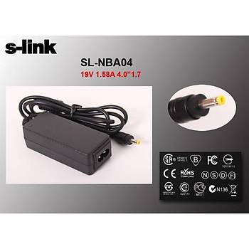 S-Link SL-NBA04 19V 1.58A 30W 4.0x1.7mm Siyah Hp Netbook Standart Adaptör