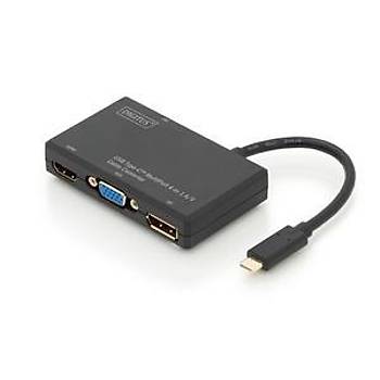 Digitus DA-70848 USB 3.0 Type C to VGA HDMI DVI 18+1 DIPSLAY PORT USB Grafik Adaptör