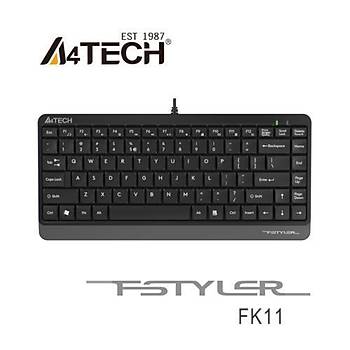 A4 Tech FK11 USB Q Tr Multimedia mini Siyah Gri Kablolu Klavye