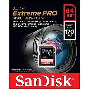 Sandisk SDSDXXY-064G-GN4IN 64GB Extreme Pro SDXC 170/Mb/s V30 SD Hafýza Kartý