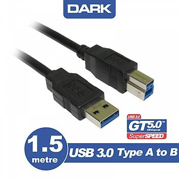 Dark DK-CB-USB3PRNL150 1.5 Mt USB 3.0 to USB 3.0 Tip B Erkek-Erkek Yazýcý Data Kablosu