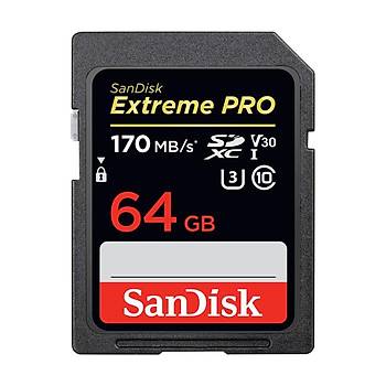 Sandisk SDSDXXY-064G-GN4IN 64GB Extreme Pro SDXC 170/Mb/s V30 SD Hafýza Kartý