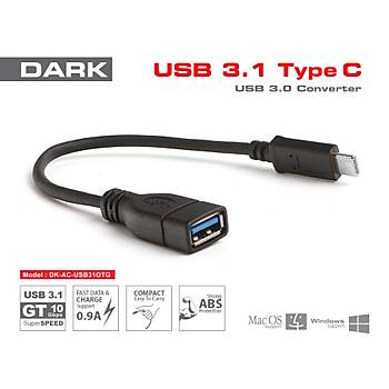 Dark DK-CB-USB31OTG USB 3.0 to USB 3.1 Type C USB Diþi-Erkek OTG Data Kablosu