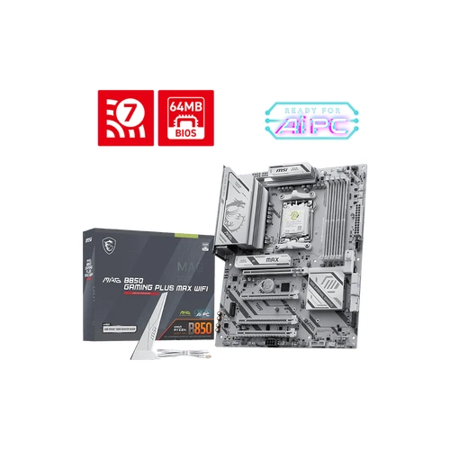 Msi MAG B850 GAMING PLUS MAX WIFI Sc-AM5 DDR5 8200MHz 3xM2 5Gbit Wi-Fi 7 ATX AMD Anakart