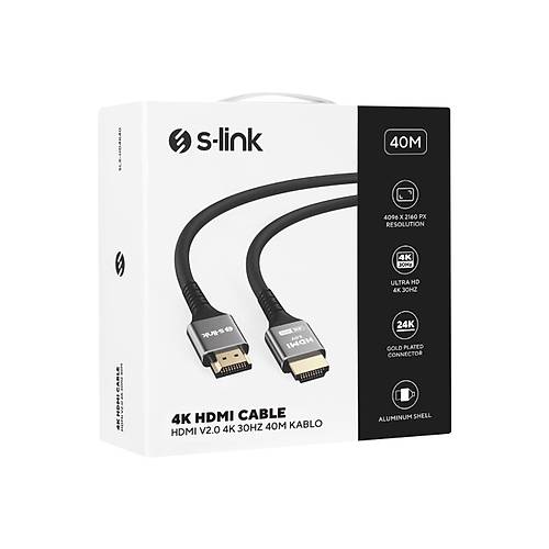 S-Link SLX-HD4K40 40 Mt HDMI to HDMI 19+1 v2.0 4K 30hz HDMI Drnt Kablosu