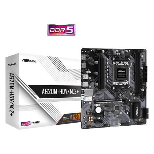 Asrock 90-MXBLK0-A0UAYZ A620M-HDV/M.2+ Sc-AM5 A620 DDR5 7200Mhz 2xM.2 mATX AMD Anakart