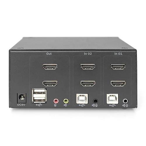 Digitus DS-12860 4 Port Giri� HDMI to 2 Port HDMI 2 Port USB ��k��l� 4K Dual  KVM Switch