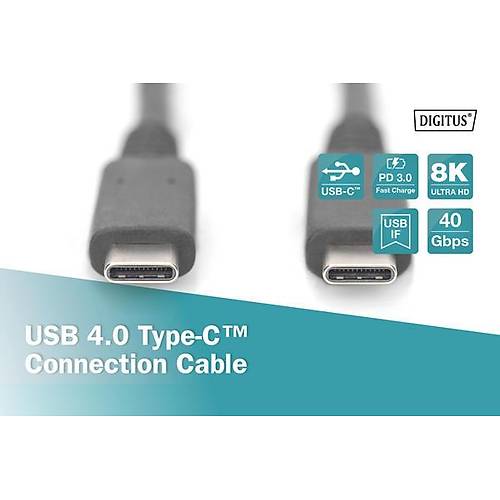 Digitus AK-300343-008-S 0.8 Mt USB Type C to USB Type C Usb 4.0 8K PD3.0 40Gbits Kablo