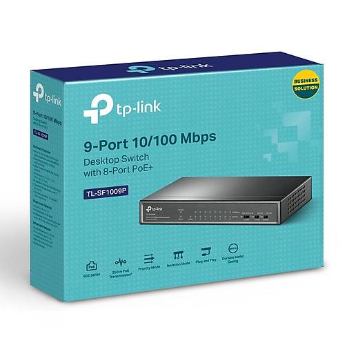 Tp-Link TL-SF1009P 9 Port 10/100Mbps 8 Port PoE 65W PoE Masast PoE Switch