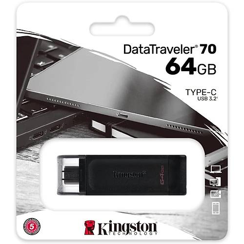 Kingston DT70/64GB 64 GB DataTraveler 70 USB 3.2 Type C USB  Flash Bellek