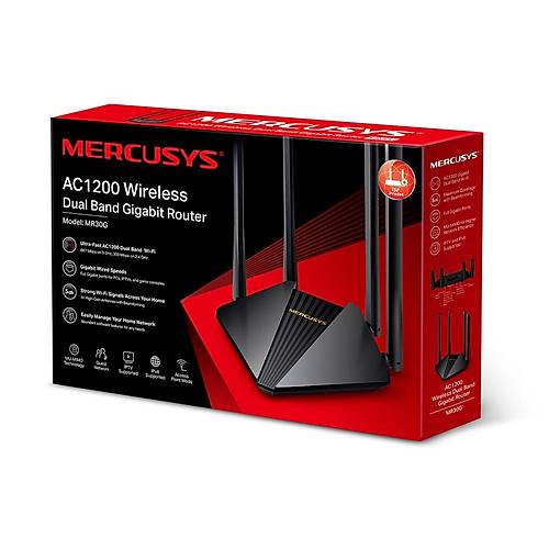 Tp-Link Mercusys MR30G AC1200 2 Port Gigabit 4 Antenli Dual Band Router Access Point
