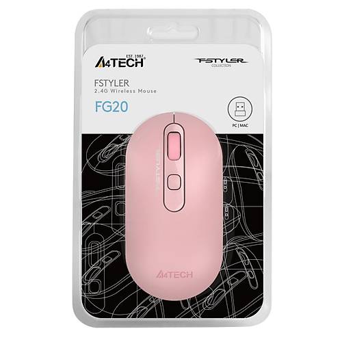 A4 Tech FG20 2000Dpi 4 Tu�lu 2.4Ghz Pembe Kablosuz Mouse