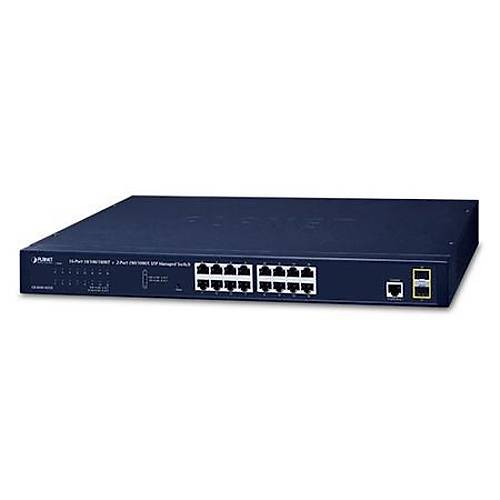 Planet PL-GS-4210-16T2S 16 Port 10/100/1000Base-T 2 SFP Ynetilebilir Rack Mount Switch