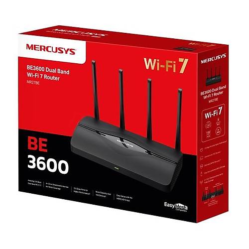 Tp-Link Mercusys MR27BE 3 Port Gigabir BE3600 Dual Band Wi-Fi 7 4 Antenli Router Access Point