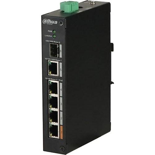 Dahua PFS3106-4ET-60-V2 4 Port 10/100Mbps PoE 1 Port Uplink 1 Port SFP 60W Endstriyel Switch