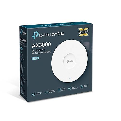 Tp-Link EAP650 AX3000 1 Gigabit Port 2.4/5Ghz 3000 Mbps Wi-Fi6 Tavan Tipi Access Point