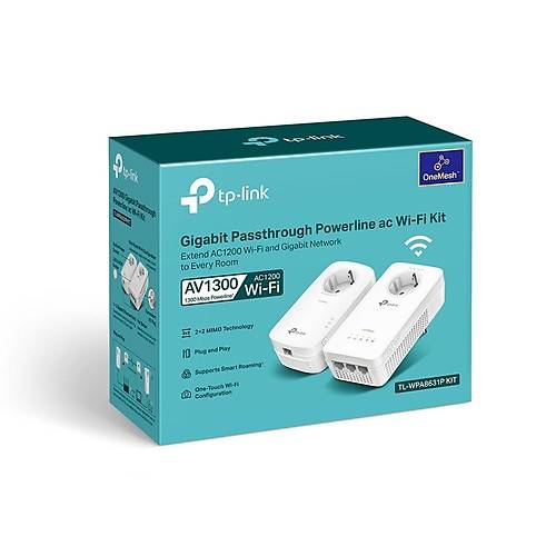Tp-Link TL-WPA8631P KIT AV1300 1 Port Gigabit LAN Dual Bant  Passthrough Powerline