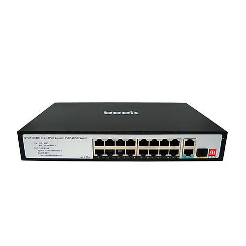 Beek BN-FS-1163P2G1S 16 Port 10/100Mbps PoE+ 2 Port Lan 1 Port SFP 200W Poe Switch