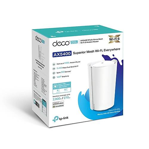 Tp-Link DECO X73-DSL 5400 Mbps 4 port Gigabit Dual Band Wi-Fi 6 Sistemi 1 Paket