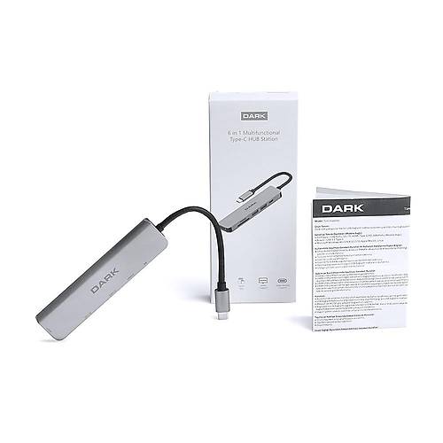 Dark DK-AC-U31X38 USB 3.1 Type C to HDMI TF SD Kart Okuyucu USB 3.0 USB 2.0 6 n 1 Dntrc