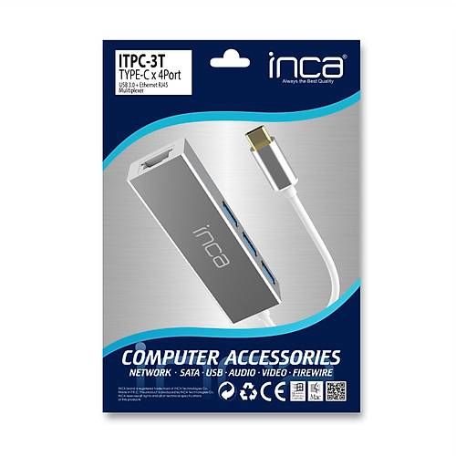Inca ITPC-3T USB Type C to RJ45 Gigabit 3x USB 3.0 Usb Ethernet Adaptr