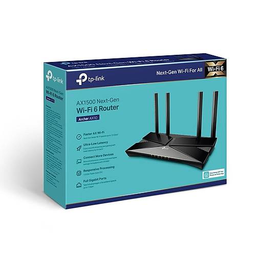 Tp-Link ARCHER AX10 1500Mbps AX1500 2.4/5Ghz 4 Port Gigabit Gaming Router