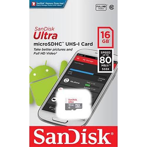 Sandisk SDSQUNS-016G-GN3MN 16 GB 80Mb/S microSD Hafıza Kartı