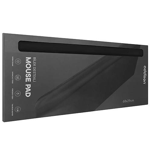 Addison 300523 68x29x3mm Bilek Destekli Siyah Profesyonel Klavye Mouse Pad